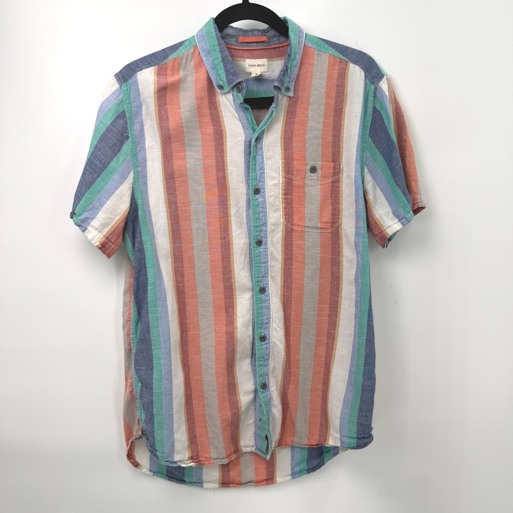Eight Bells Button Down Shirt Mens M Cotton‎ Striped Surf Boho Preppy Festival